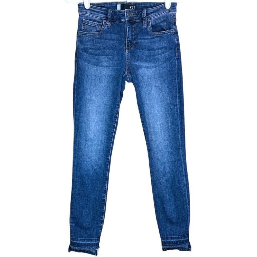 Kut from the Kloth Connie Skinny Ankle Jeans Frayed Step Hem Womens Size 2